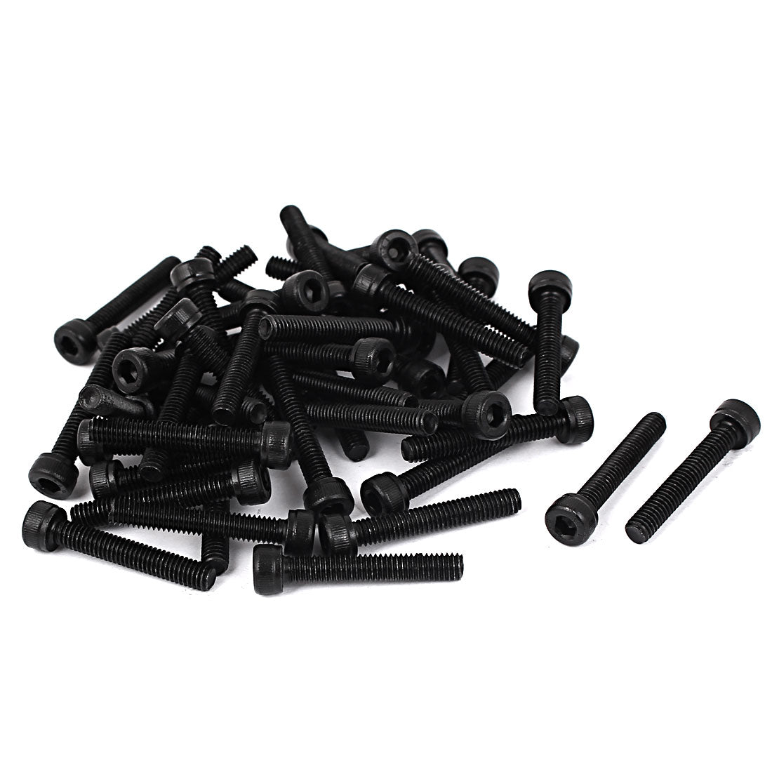 Harfington M4 x 25mm Full Thread Carbon Steel Hex Socket Cap Head Screws Bolts Black 50 Pcs