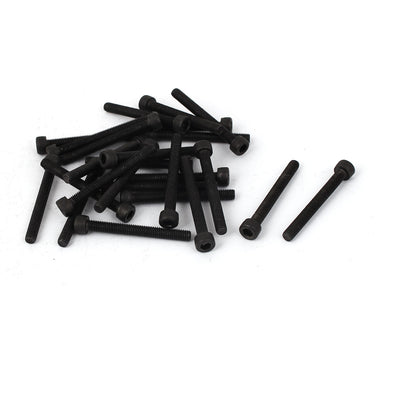 Harfington M5 x 45mm Full Thread Carbon Steel Hex Socket Cap Head Screws Bolts Black 25 Pcs