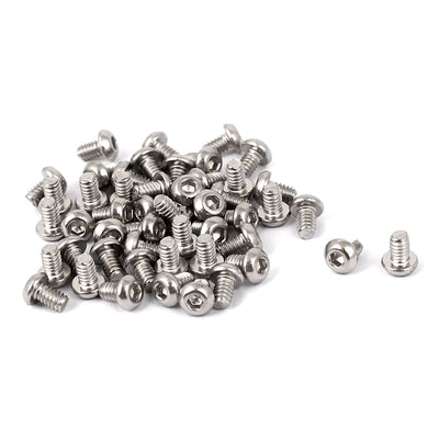 Harfington M2 x 3mm Full Thread Button Head Socket Cap Screw Silver Tone 50 Pcs