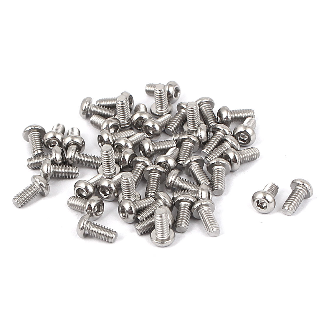 Harfington M2 x 4mm Full Thread Button Head Socket Cap Screw Silver Tone 50 Pcs