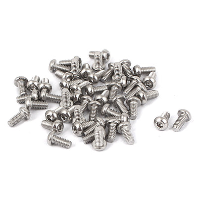 Harfington M2 x 4mm Full Thread Button Head Socket Cap Screw Silver Tone 50 Pcs