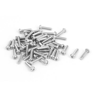 Harfington 50 Pcs M2 x 8mm Silver Tone Stainless Steel Button Head Socket Cap Screw