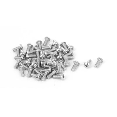 Harfington M2.5 x 6mm Full Thread Button Head Socket Cap Screw Silver Tone 50 Pcs