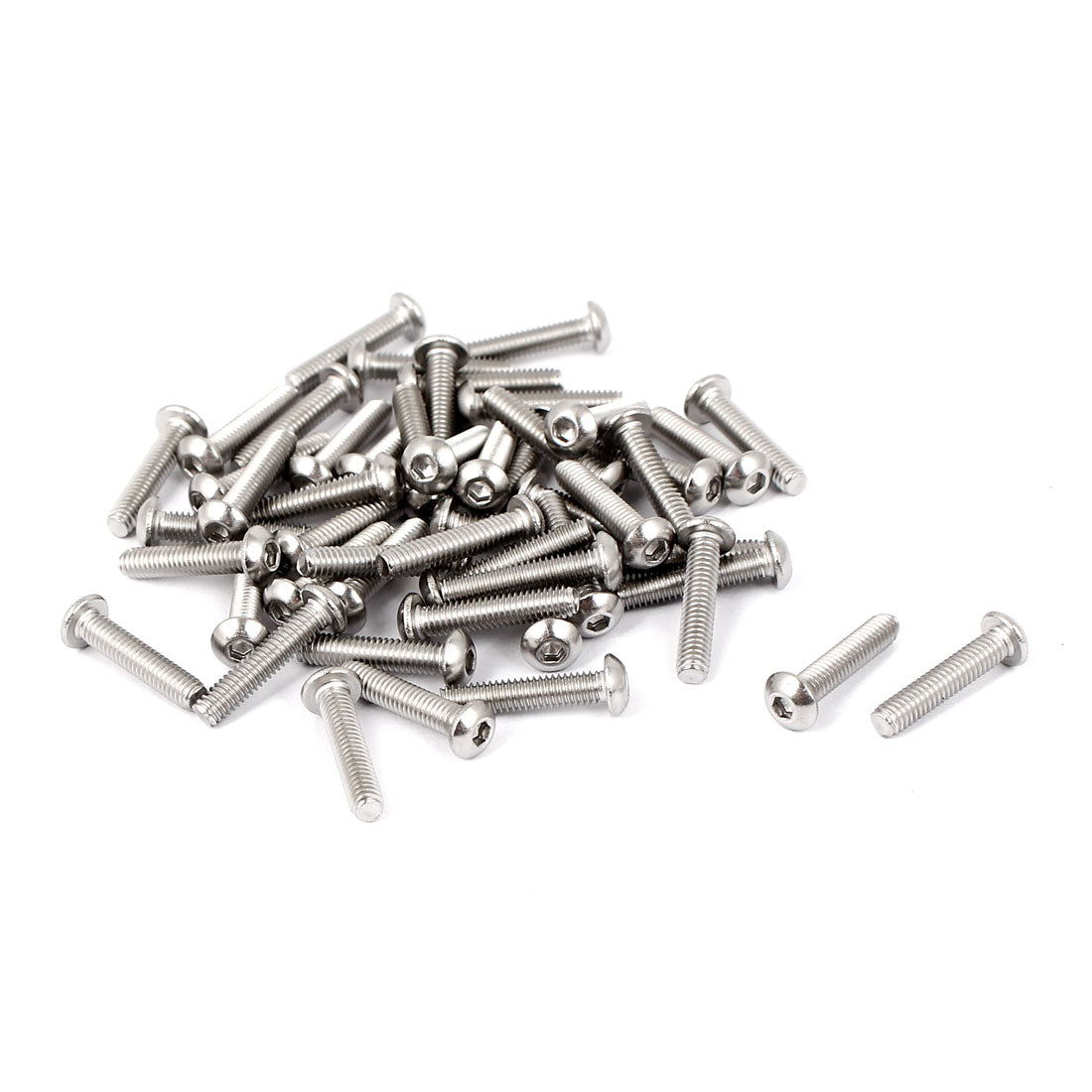 Harfington M2.5 x 12mm Full Thread Button Head Socket Cap Screw Silver Tone 50 Pcs