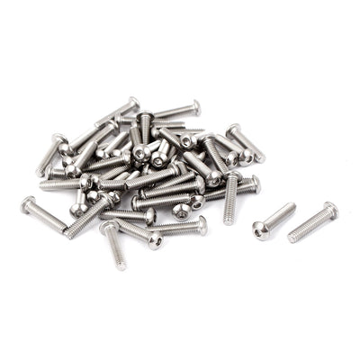 Harfington M2.5 x 12mm Full Thread Button Head Socket Cap Screw Silver Tone 50 Pcs