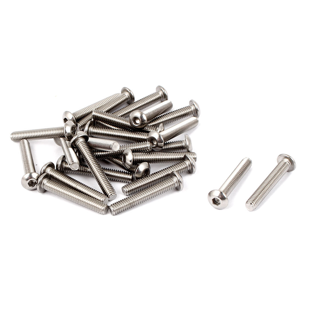 Harfington M4 x 25mm Full Thread Button Head Socket Cap Screw Silver Tone 25 Pcs