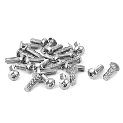 Harfington M5 x 14mm Stainless Steel Button Head Socket Cap Screw Silver Tone 25 Pcs