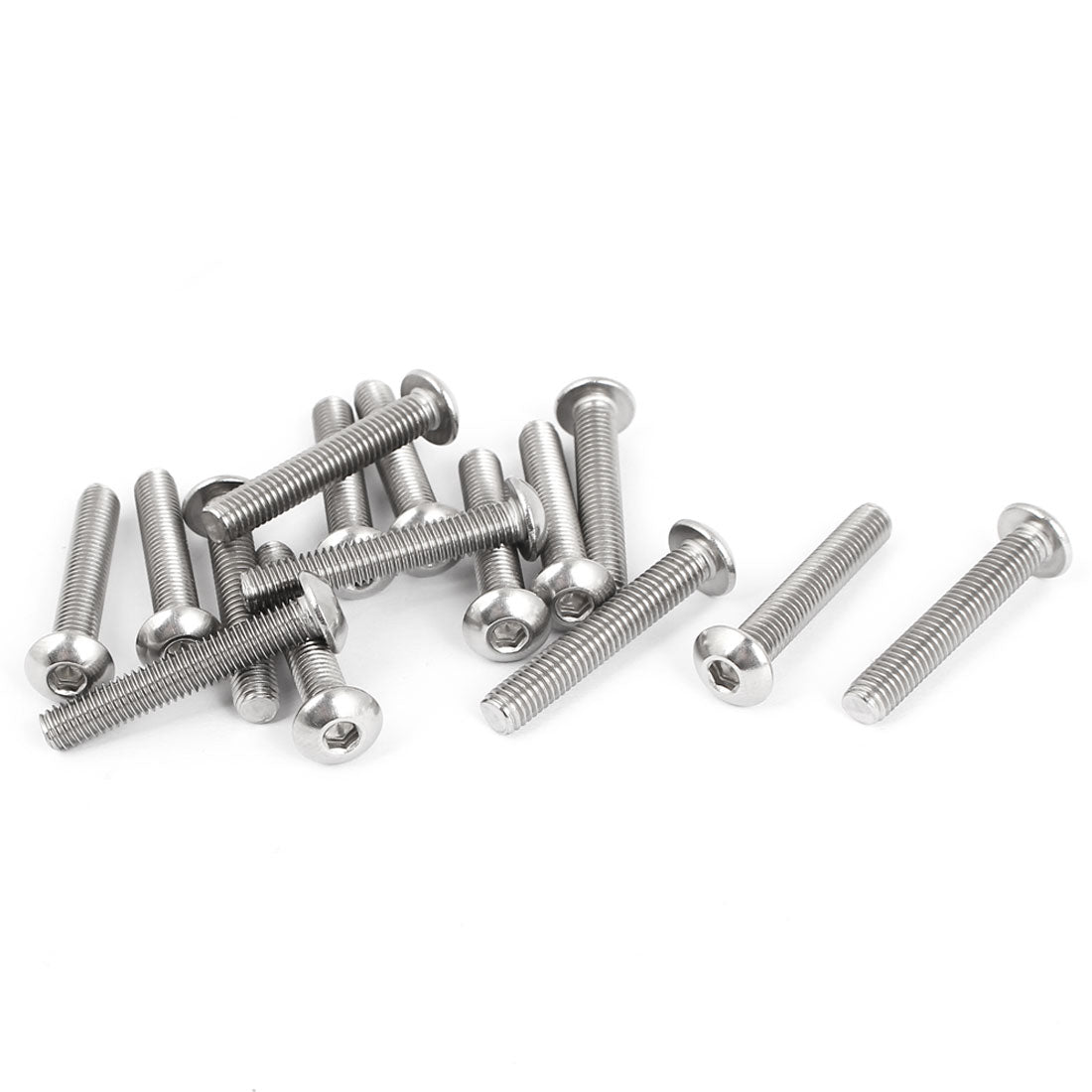 Harfington M5 x 30mm Full Thread Button Head Socket Cap Screw Silver Tone 15 Pcs