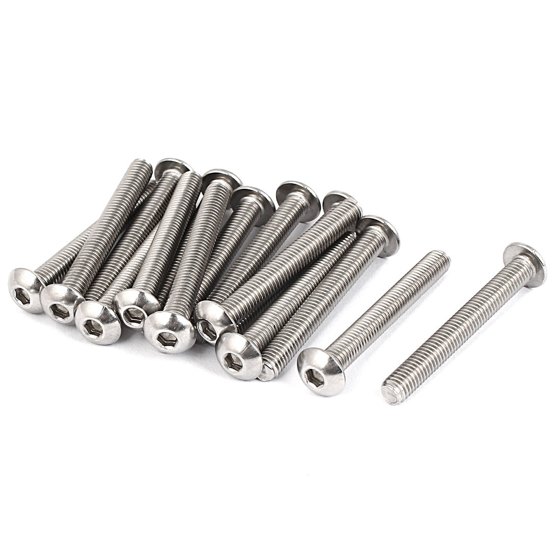 Harfington M5 x 40mm Full Thread Button Head Socket Cap Screw Silver Tone 15 Pcs