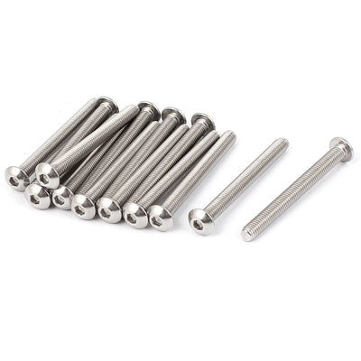 Harfington Full Thread Stainless Steel Button Head Socket Cap Screw Silver Tone M5 x 50mm 15 Pcs