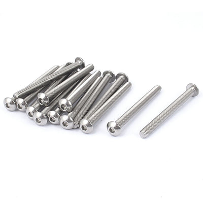 Harfington M5 x 55mm Stainless Steel Button Head Socket Cap Screw Silver Tone 15 Pcs