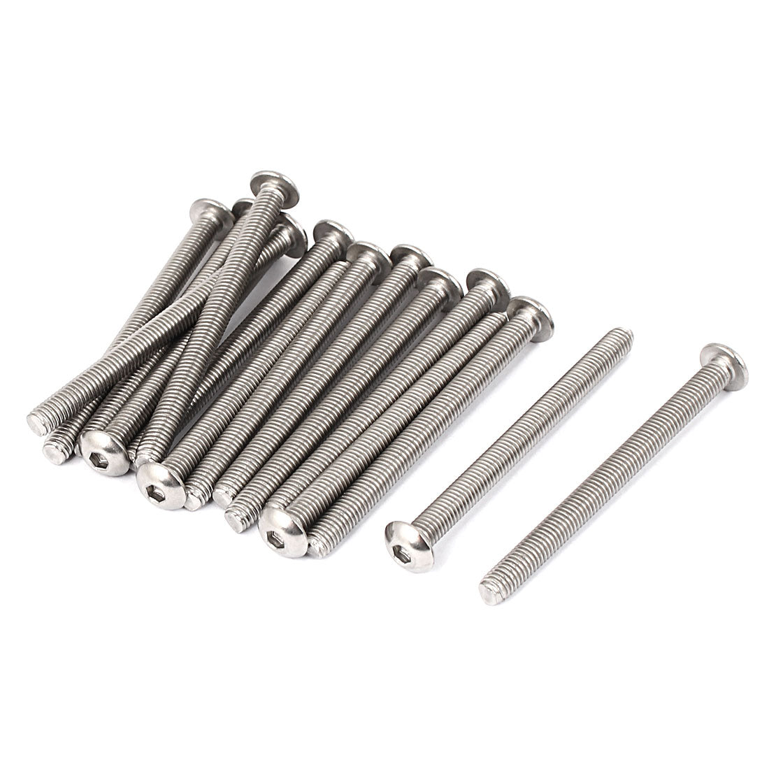 Harfington M5 x 60mm Full Thread Button Head Socket Cap Screw Silver Tone 15 Pcs
