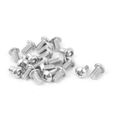 Harfington M6 x 10mm Full Thread Button Head Socket Cap Screw Silver Tone 20 Pcs