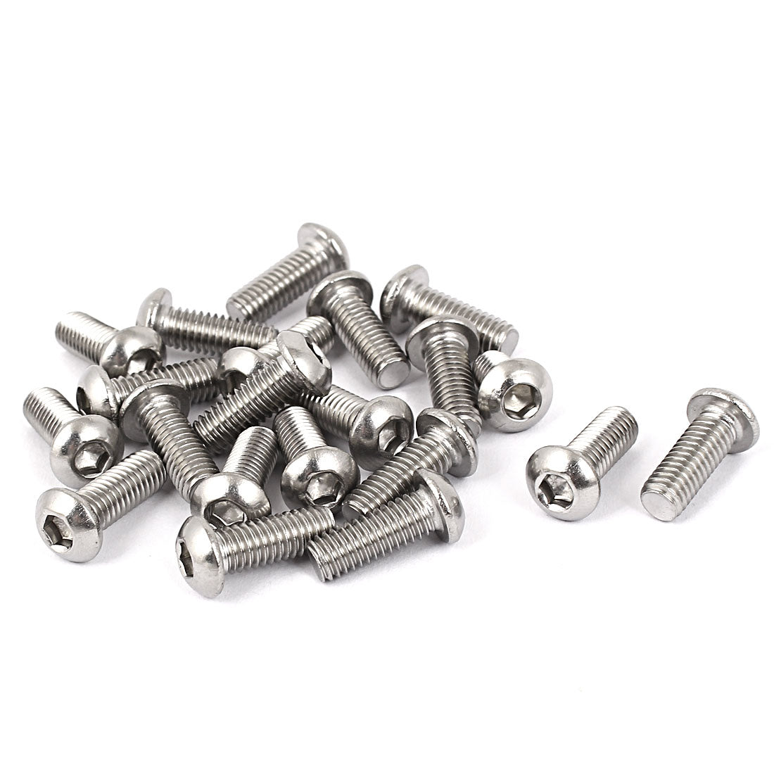 Harfington M6 x 16mm Full Thread Button Head Socket Cap Screw Silver Tone 20 Pcs