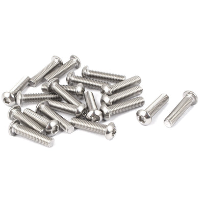 Harfington M6 x 25mm Full Thread Button Head Socket Cap Screw Silver Tone 20 Pcs