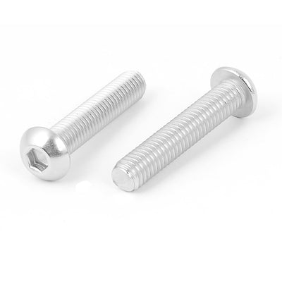 Harfington M8 x 40mm Stainless Steel Button Head Socket Cap Screw Silver Tone 5 Pcs