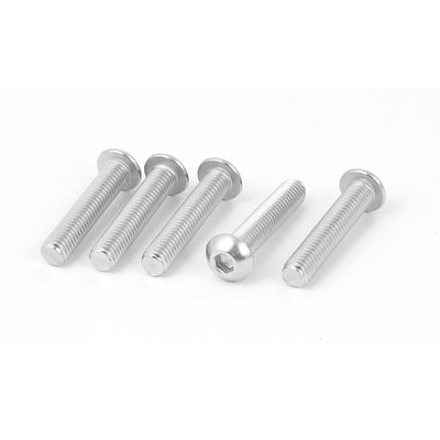 Harfington M8 x 40mm Stainless Steel Button Head Socket Cap Screw Silver Tone 5 Pcs