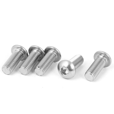Harfington M12 x 30mm Stainless Steel Button Head Socket Cap Screw 5 Pcs