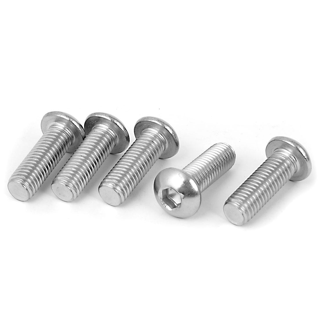 Harfington M12 x 35mm Stainless Steel Button Head Socket Cap Screw Silver Tone 5 Pcs