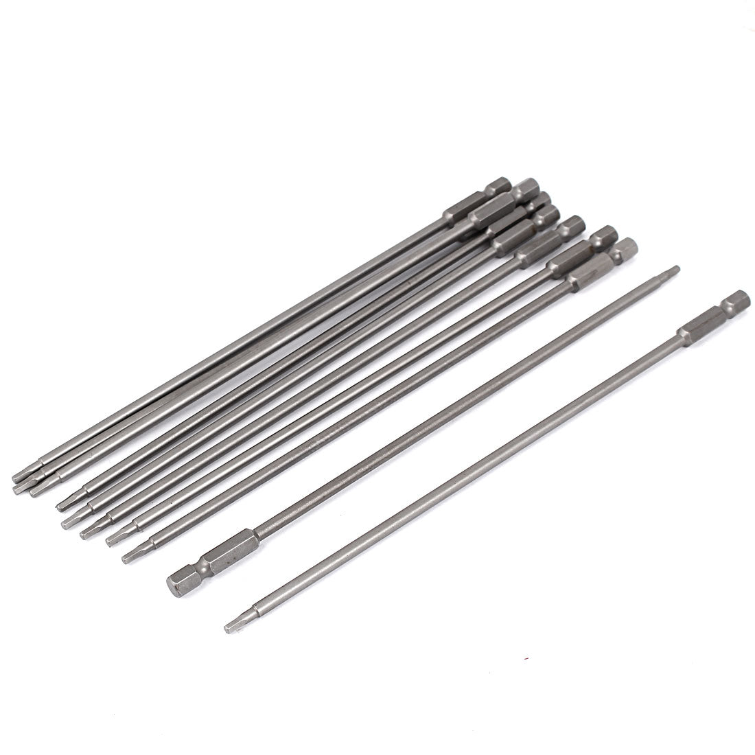 Harfington 200mm Length 2.5mm Tip Hexagon Magnetic Screwdriver Insert Bits Gray 10 Pcs