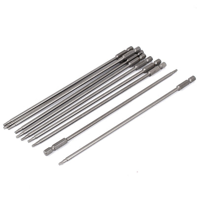Harfington 200mm Length 2.5mm Tip Hexagon Magnetic Screwdriver Insert Bits Gray 10 Pcs