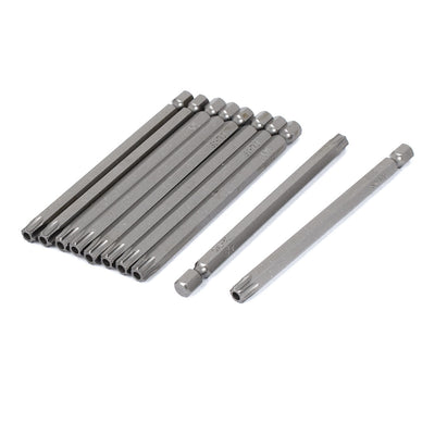 Harfington 100mm Length 1/4" Hex Shank T40 Magnetic Torx Security Screwdriver Bits 10pcs