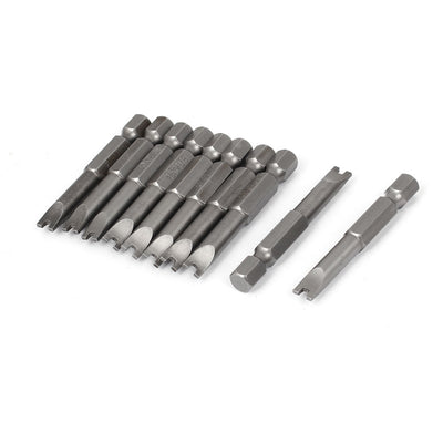 Harfington 10 Pcs Magnetic 6.3mm Shank U Shaped Screwdriver Bits 50mm Long