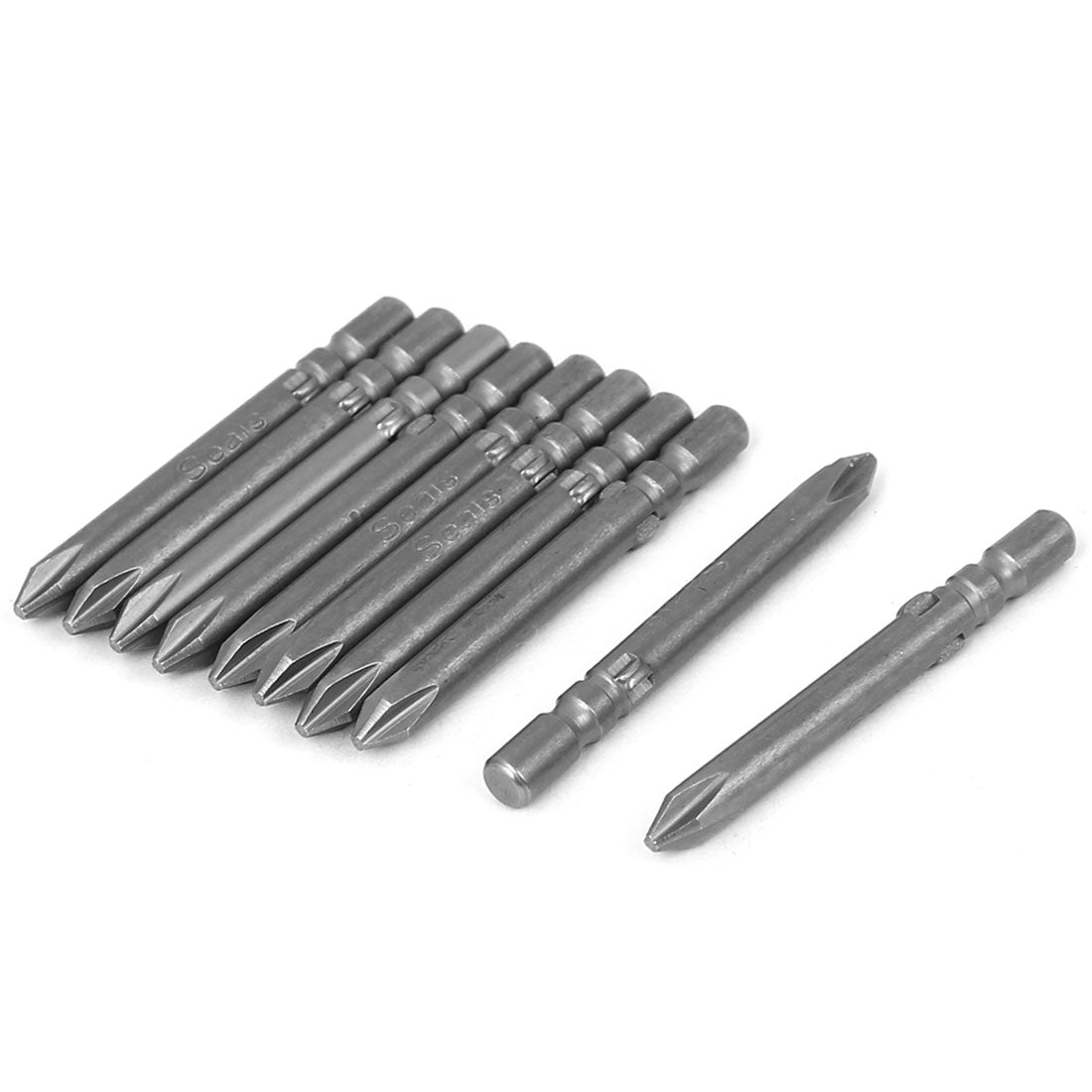 Harfington 10pcs 0.16" Dia Round Shank Phillips Screwdriver Bit Gray PH1 x 40mm