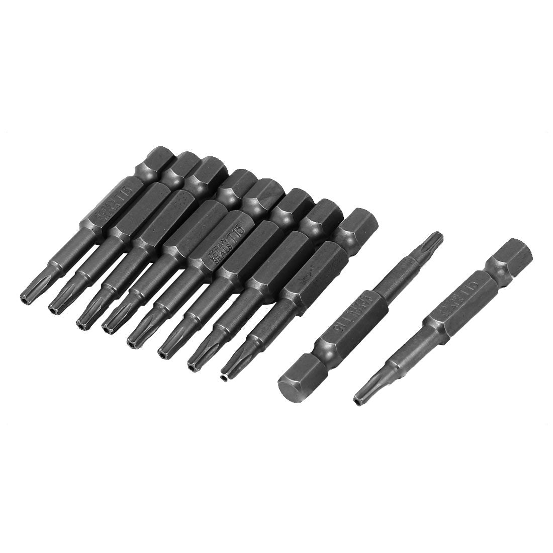 Harfington 1/4" Hex Shank 3mm Magnetic 5 Point Star Security Screwdriver Bits Gray 10pcs