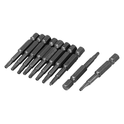 Harfington 1/4" Hex Shank 3mm Magnetic 5 Point Star Security Screwdriver Bits Gray 10pcs