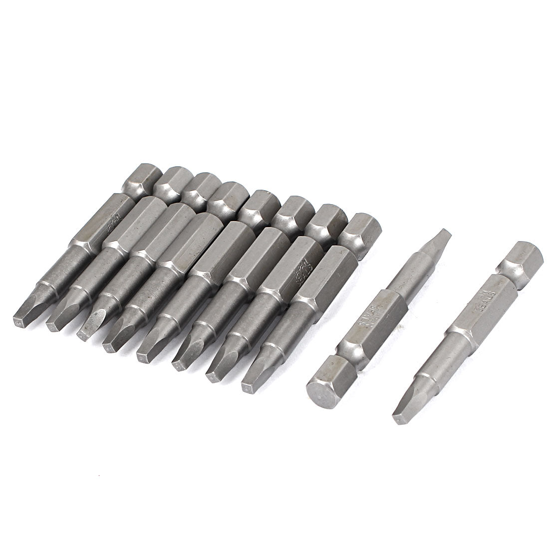 Harfington 1/4" Hex Shank 50mm Long S1 2.5mm Square Tip Magnetic Screwdriver Bit 10 Pcs