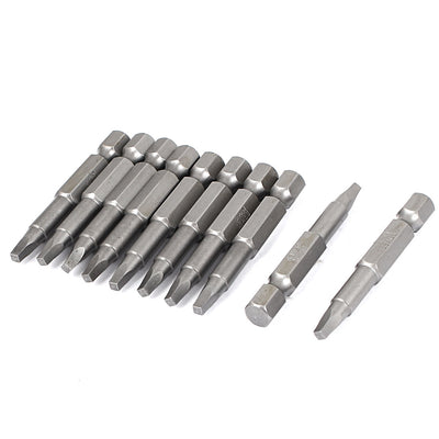 Harfington 1/4" Hex Shank 50mm Long S1 2.5mm Square Tip Magnetic Screwdriver Bit 10 Pcs