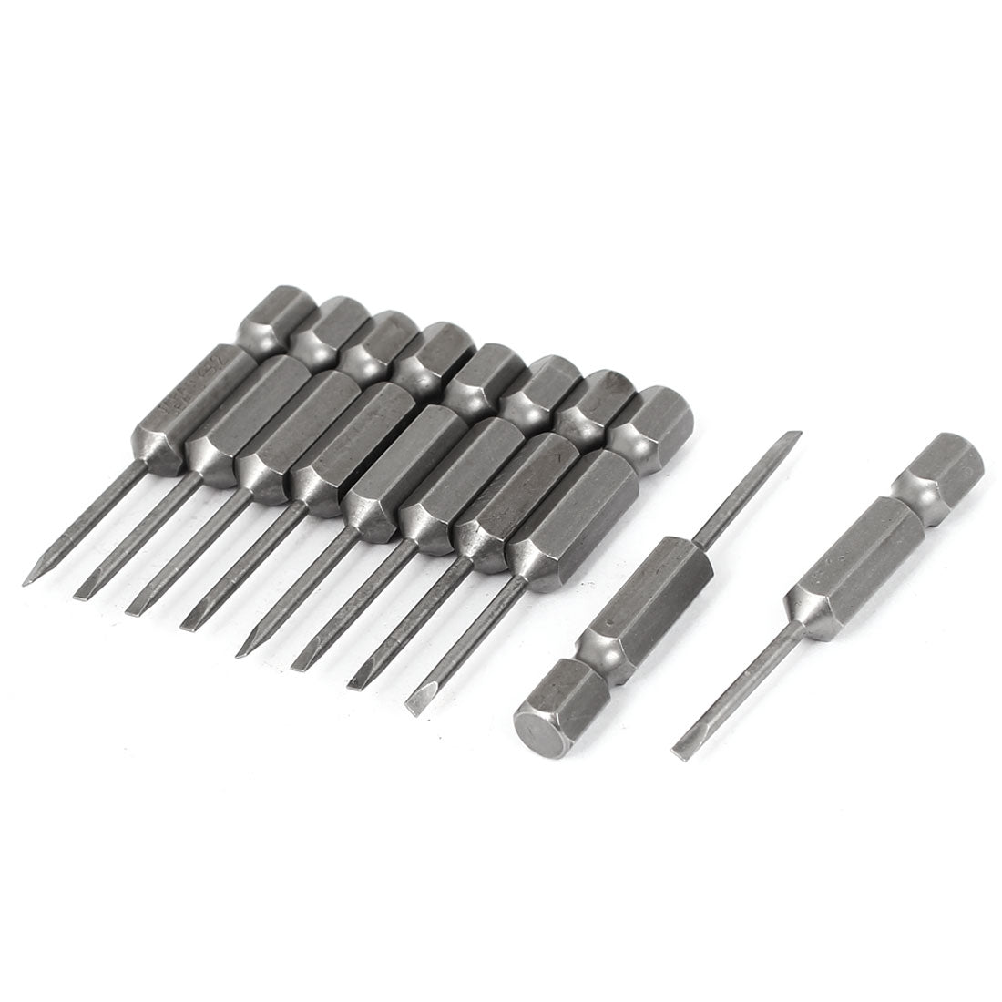 Harfington 50mm Long 1/4" Hex Shank 2mm Magnetic Tip Slotted Screwdriver Bits 10pcs