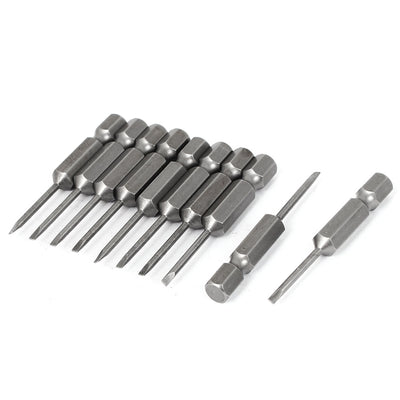 Harfington 50mm Long 1/4" Hex Shank 2mm Magnetic Tip Slotted Screwdriver Bits 10pcs