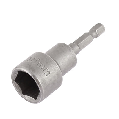 Harfington 24mm x 65mm Metal Magnetic Hex Socket Nut Driver Bit Hardware Gray