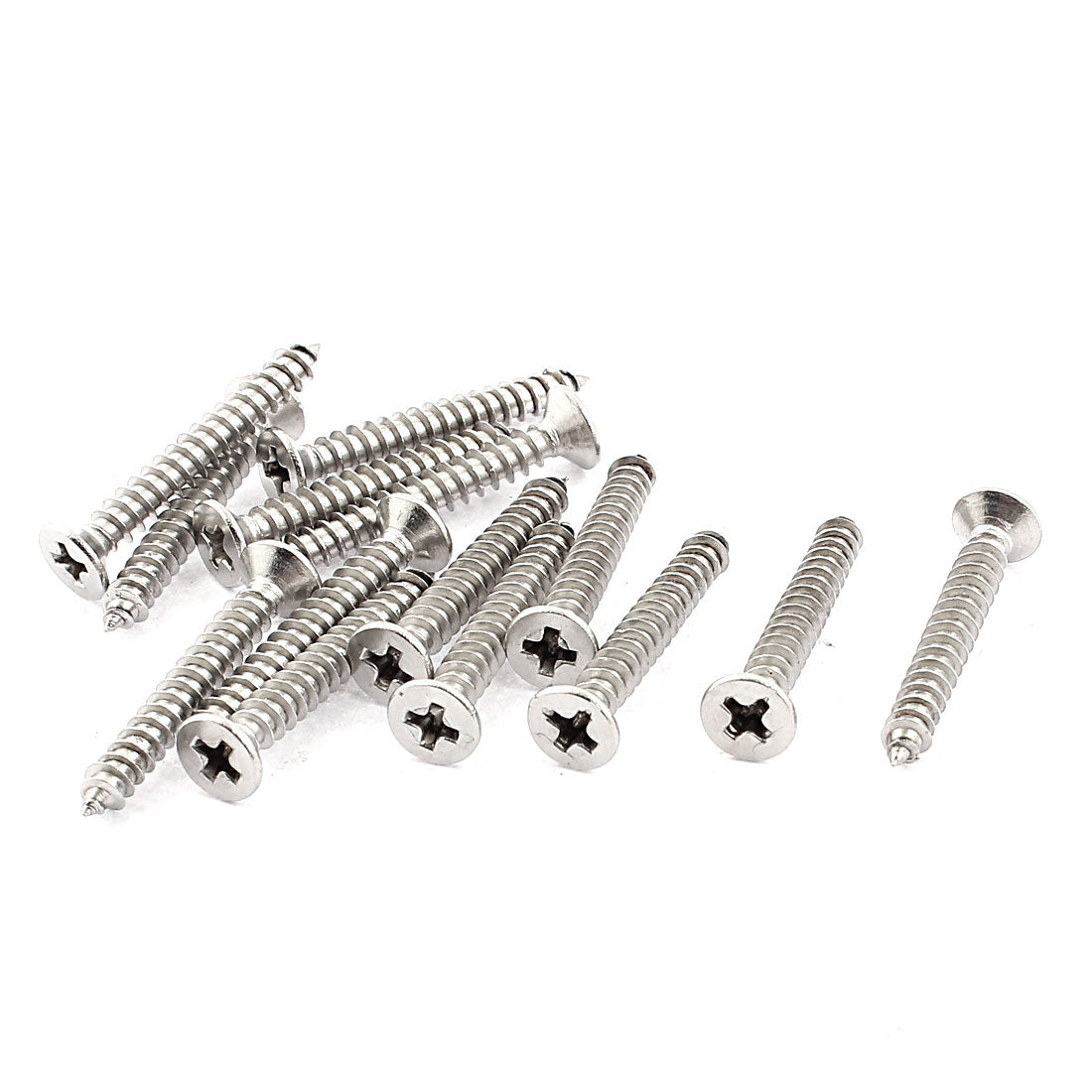 Harfington 14pcs Stainless Steel Flat Head Phillips Self-Tapping Wood Screw 30mm x 4mm