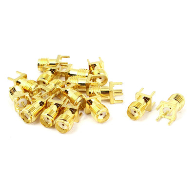 Harfington 15 Pcs Gold Tone RP SMA Male Jack Solder PCB Clip Edge Mount RF Adapter Connector