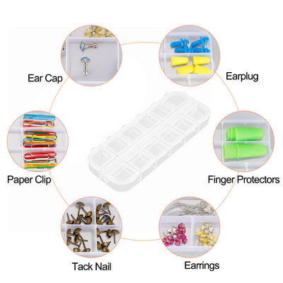 uxcell Uxcell Beads Double Row 12 Slots Storage Case Box Organizer Container Holder 2pcs