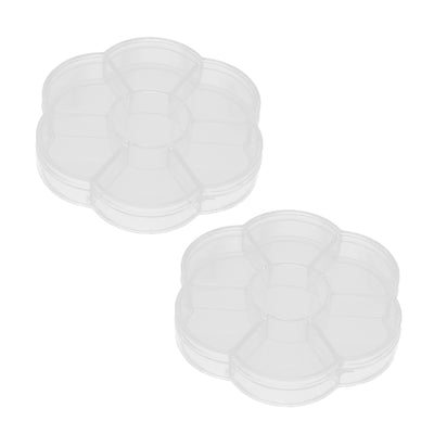 uxcell Uxcell Jewelry Beads Flower Design 6 Slots Storage Case Box Organizer Holder 2pcs