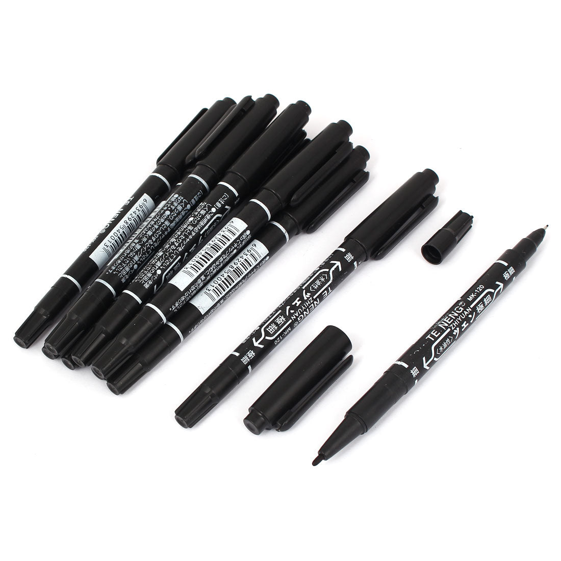 Harfington 10pcs Double Marker Black Ink Waterproof Marking Pen for   Officers