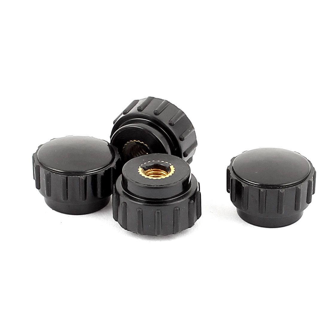 Harfington M5 Female Threaded Plastic Knurled Round Head Screw On Type Clamping Knob Black 4pcs