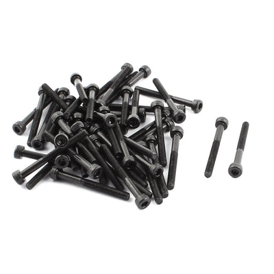 Harfington M3 x 30mm Metal Machine Bolt Hex Socket Head Cap Screws Black 50pcs