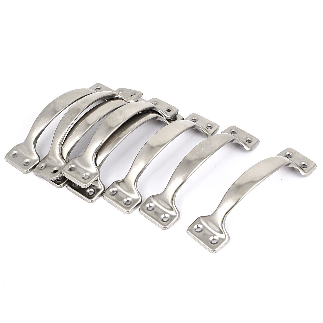 Harfington 144mm Long Flat Bow Screw Mounted Polished Furniture Pull Handle 8 Pcs