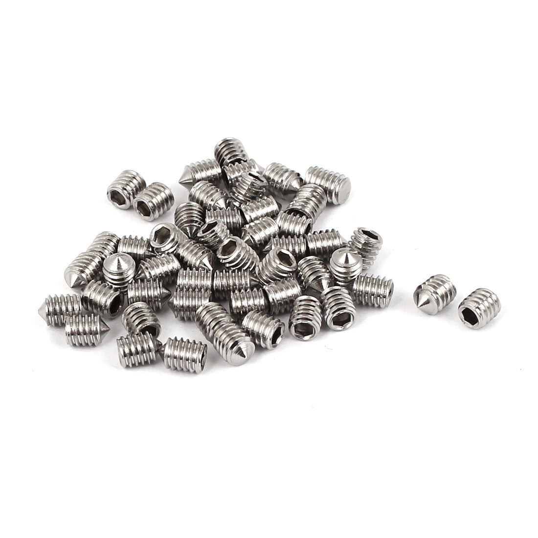 Harfington M4 x 5mm 304 Stainless Steel Cone Point Hex Socket Set Grub Screw 50 Pcs