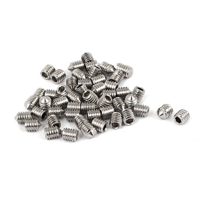 Harfington M4 x 5mm 304 Stainless Steel Cone Point Hex Socket Set Grub Screw 50 Pcs