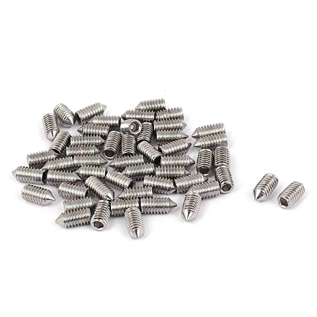 Harfington M4 x 8mm 304 Stainless Steel Cone Point Hex Socket Set Grub Screw 50 Pcs