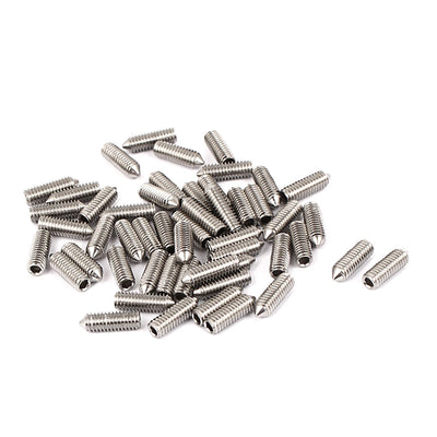 Harfington M4 x 12mm 304 Stainless Steel Cone Point Hex Socket Set Grub Screw 50 Pcs