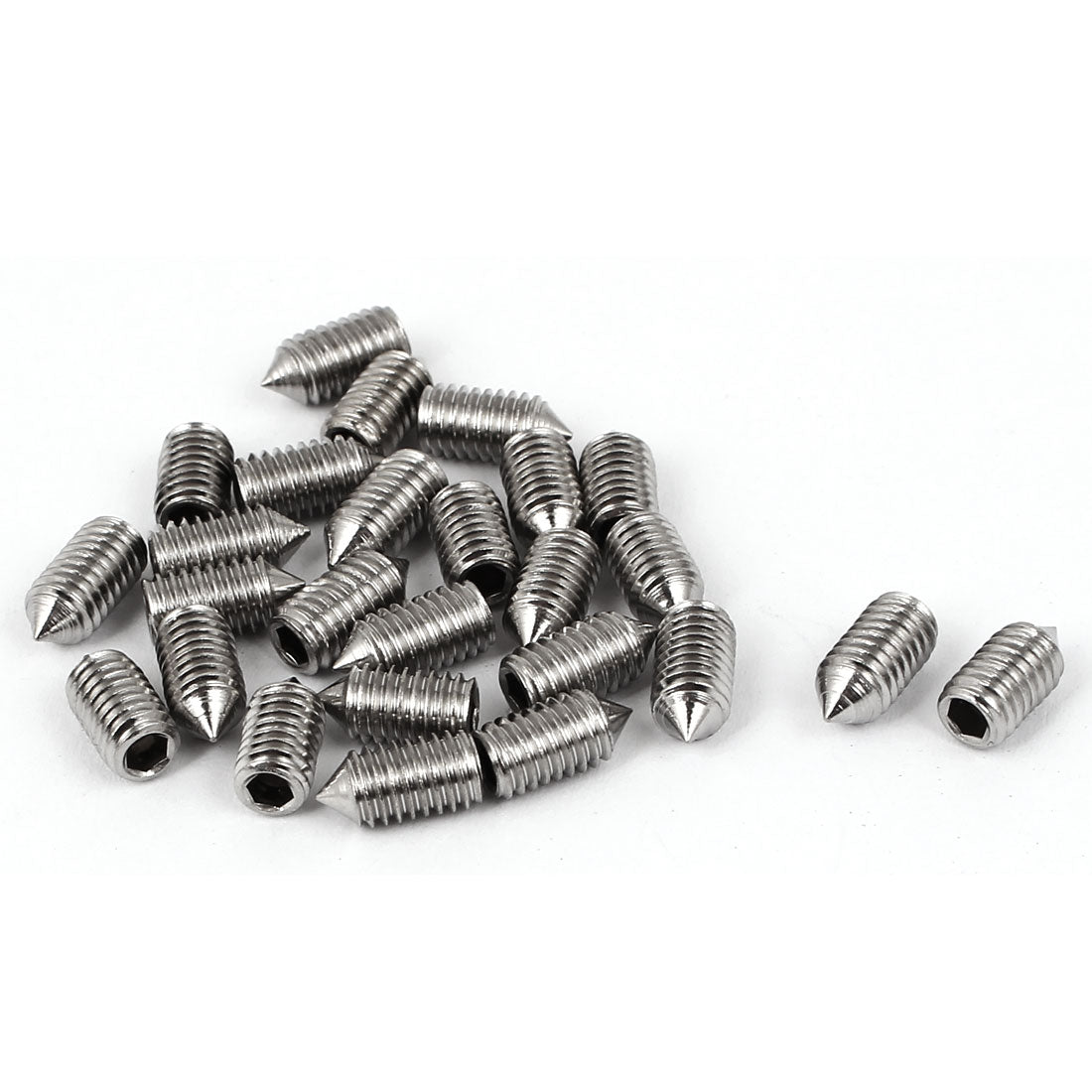Harfington M5 x 10mm Cone Point Hex Socket Set Grub Screw Silver Tone 25 Pcs