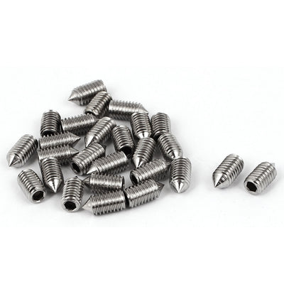 Harfington M5 x 10mm Cone Point Hex Socket Set Grub Screw Silver Tone 25 Pcs
