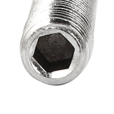 Harfington M5 x 25mm 304 Stainless Steel Cone Point Hex Socket Set Grub Screw Silver Tone 25 Pcs